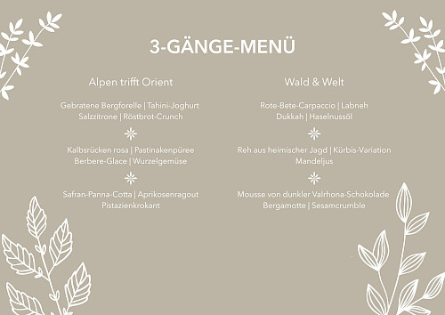 3-Gänge-Menü im Chalet Mädesüss